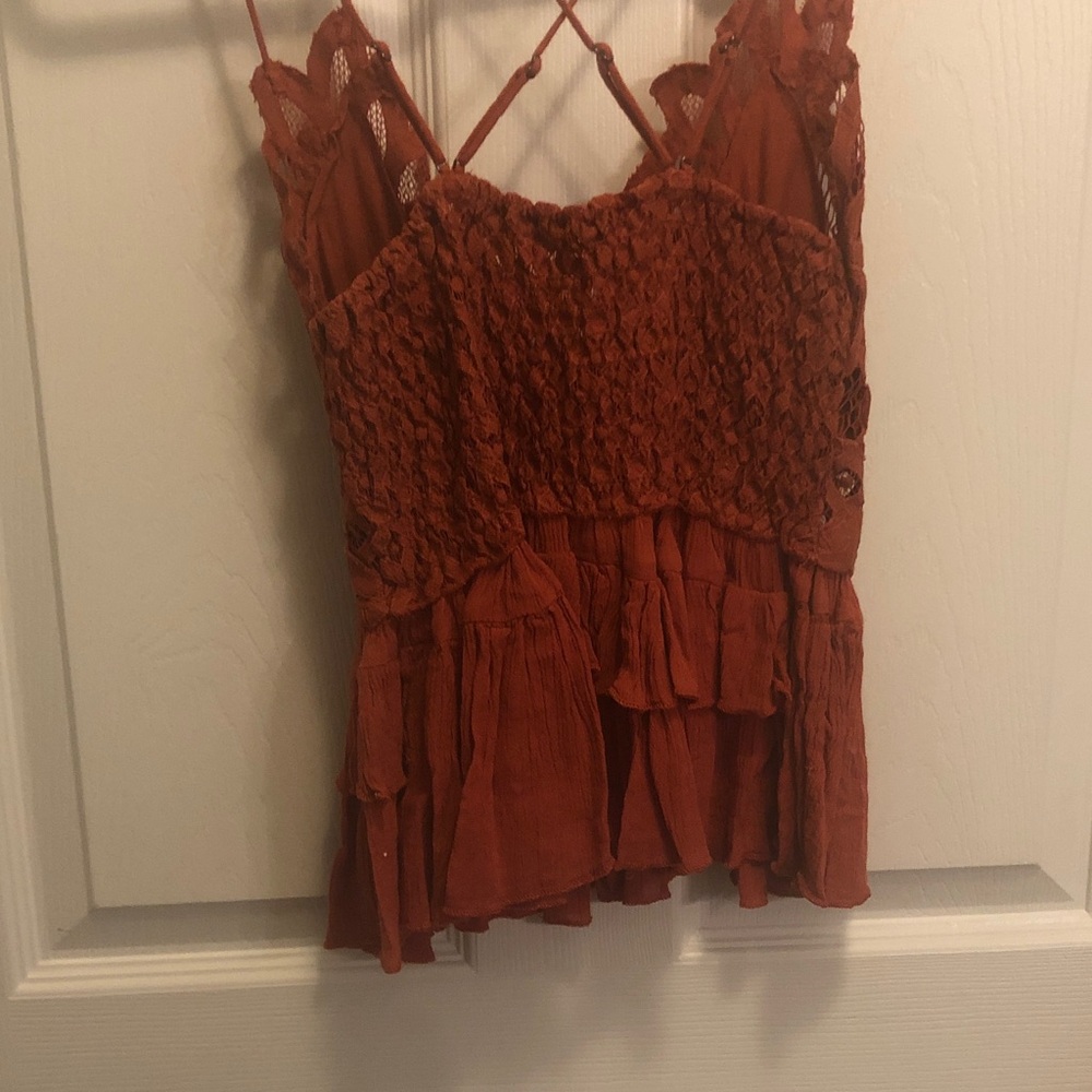 Free People Rust Floral Lace Ruffle Cami - Picture 4 of 4